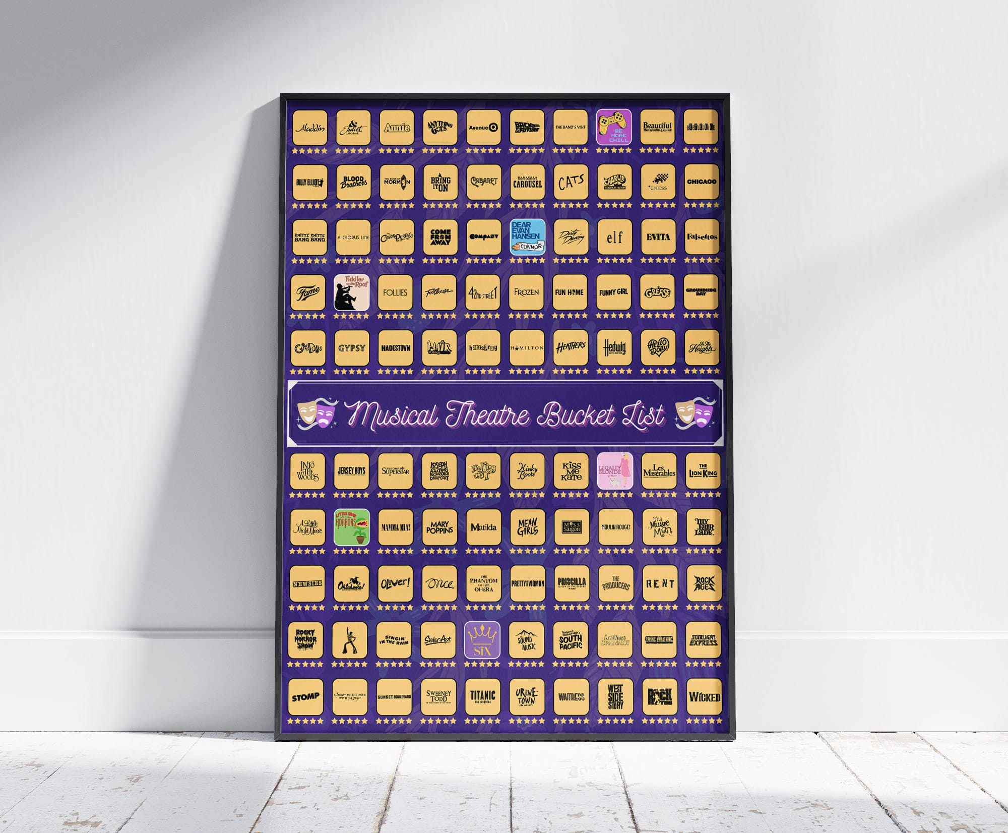Broadway Musical Theatre Scratch Off Poster - Gift For Musical Theatre Fans